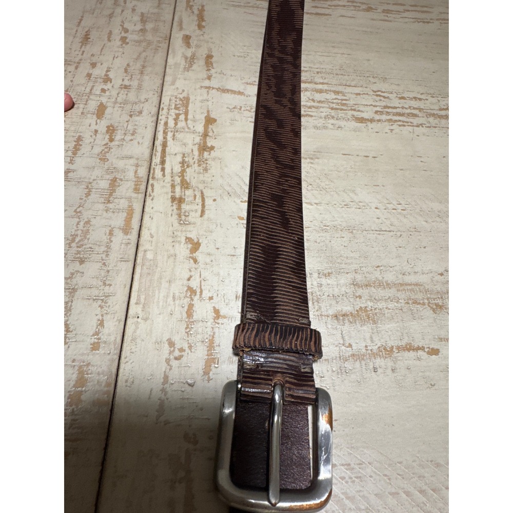 Tommy Bahama Brown Textured Men's Belt with Silver Buckle